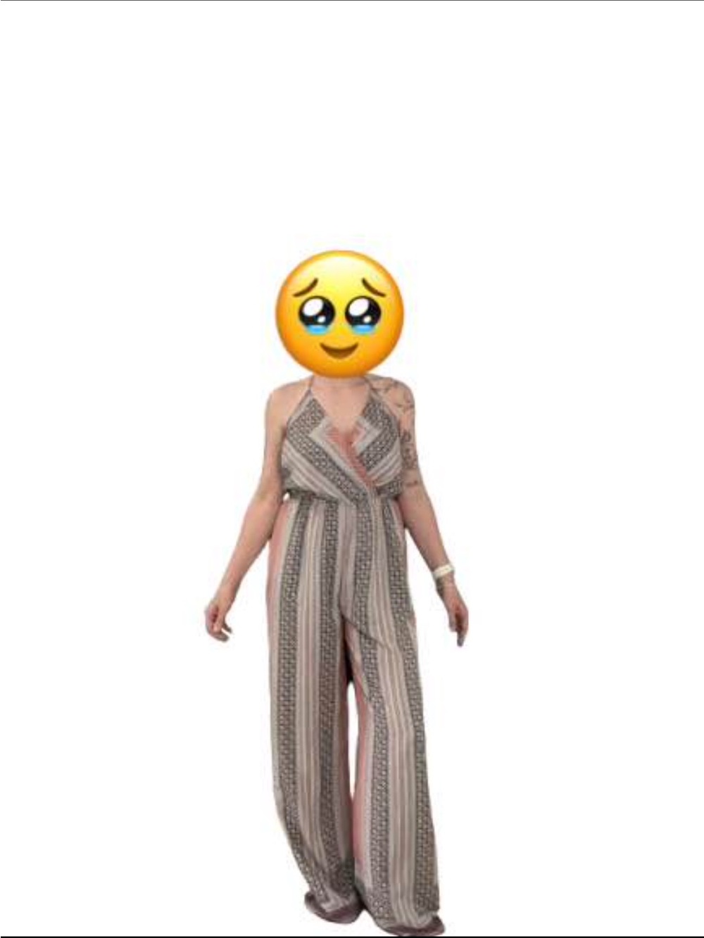 Striped Halter Wide-Leg Jumpsuit in Blush and Taupe